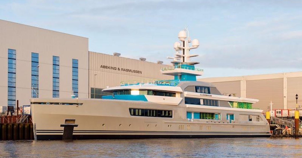 Superyacht CLOUDBREAK In the Abeking & Rasmussen shipyard in Germany