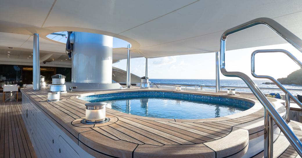 Deck Jacuzzi onboard charter yacht BLACK PEARL