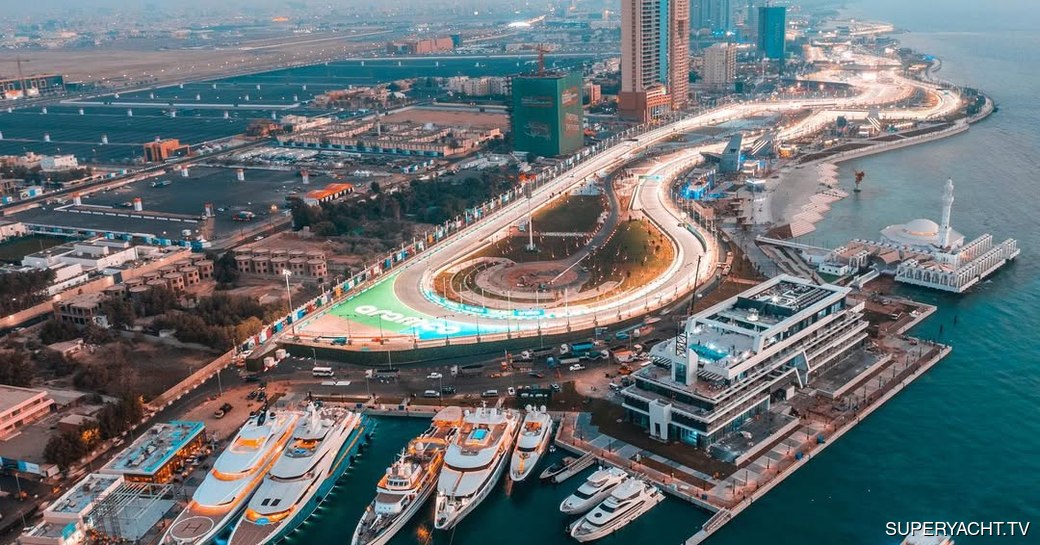 Jeddah Yacht Club & Marina F1 Circuit aerial view