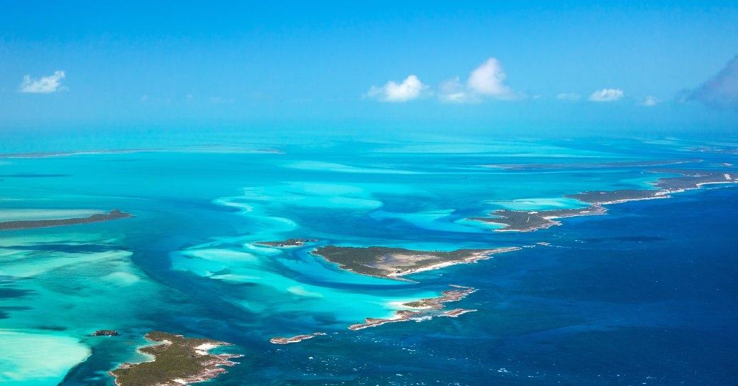 bright blue waters in the Bahamas