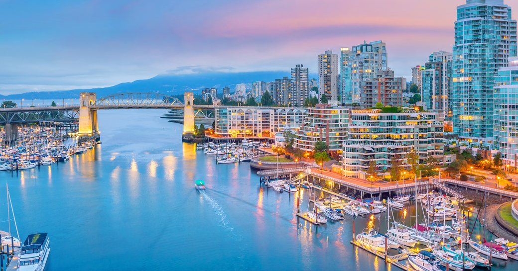 Overview of Vancouver at dusk