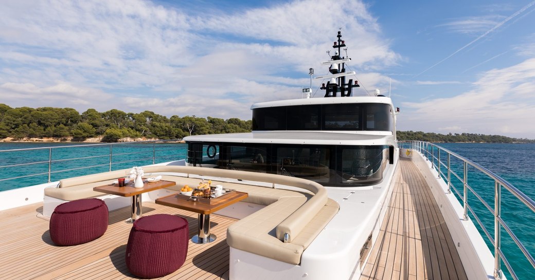 The sundeck of superyacht ONEWORLD