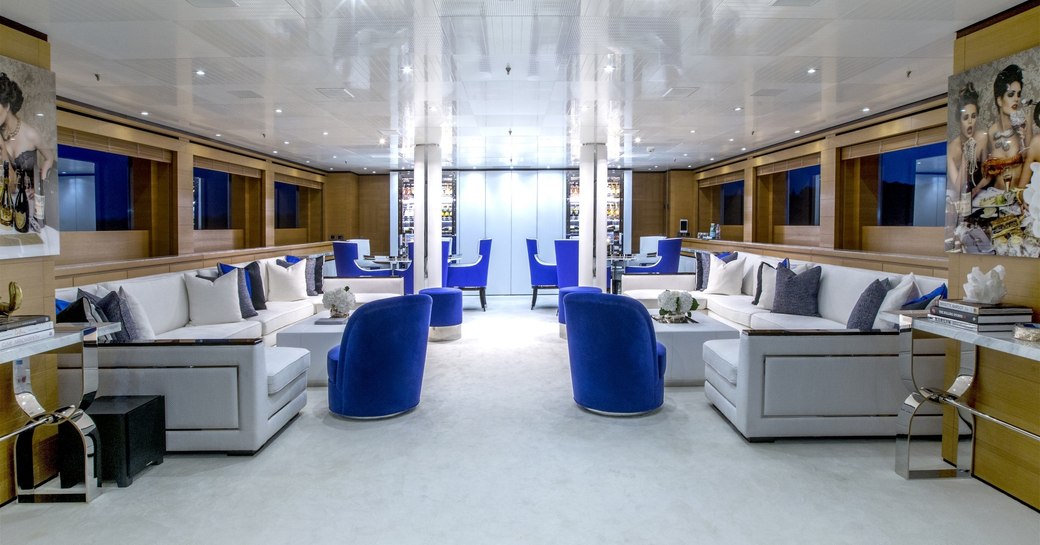 The main salon of luxury yacht MISCHIEF