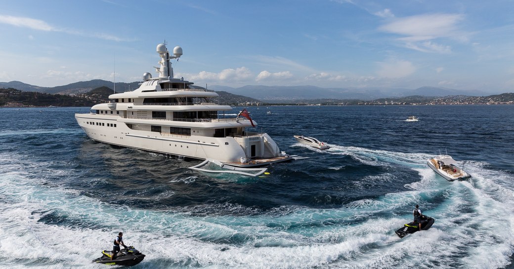 Superyacht Romea with her tenders and toys