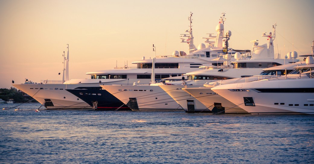 superyachts at the harbour in sardinia, porto cervo