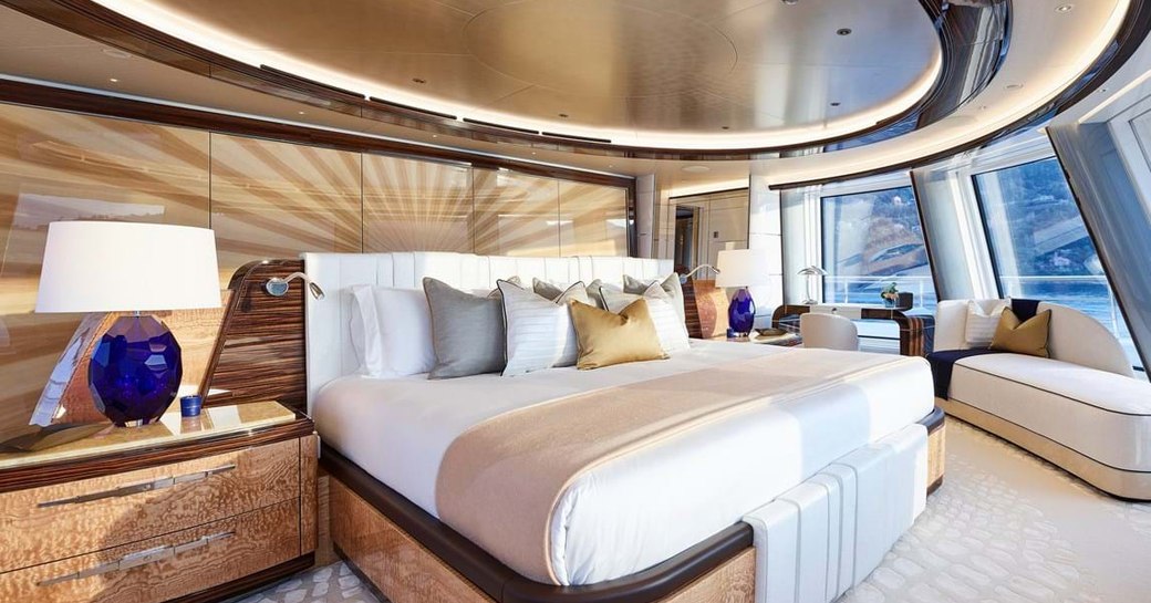 EXCELLENCE yacht owners cabin, with glass windows 