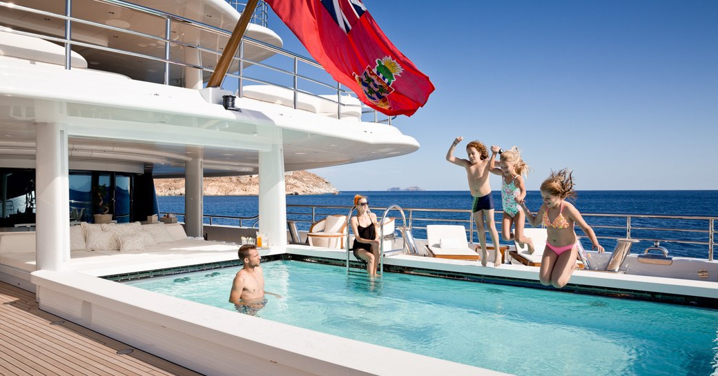 Pool on board charter yacht SYNTHESIS