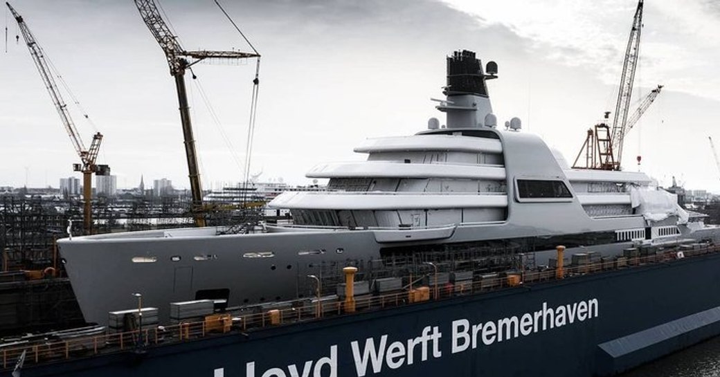 Megayacht SOLARIS stationed at Lloyd Werft shipyard