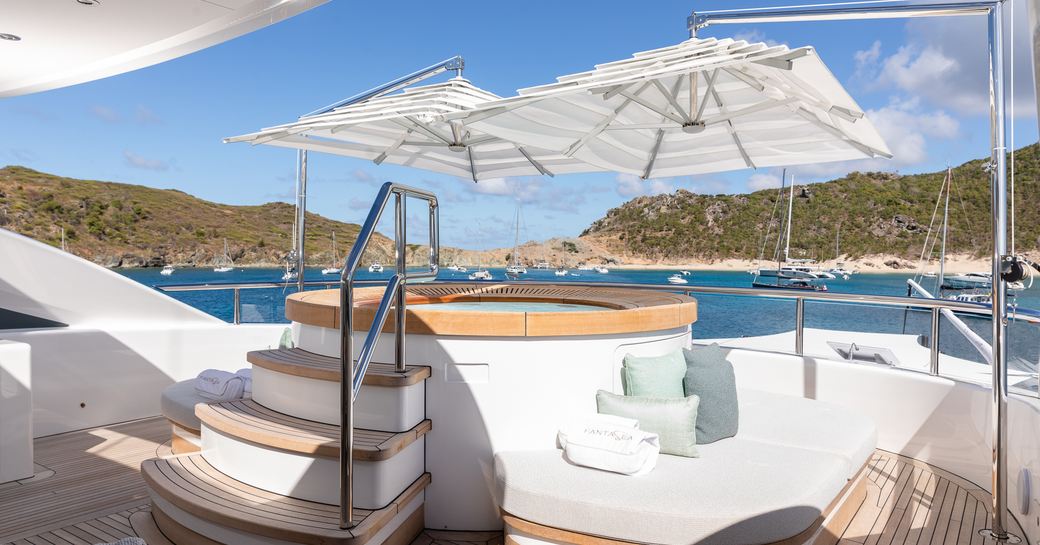 Deck Jacuzzi onboard charter yacht MINE GAMES