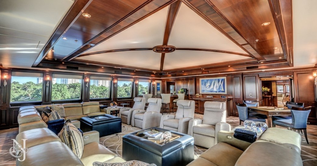 sophisticated and spacious skylounge aboard motor yacht SOVEREIGN 