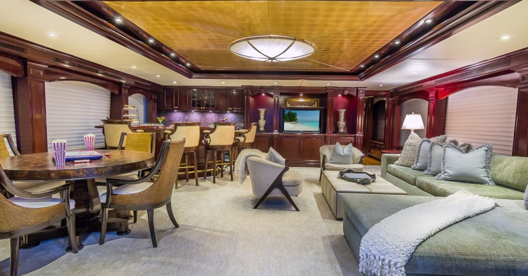 Main salon on motor yacht CLAIRE