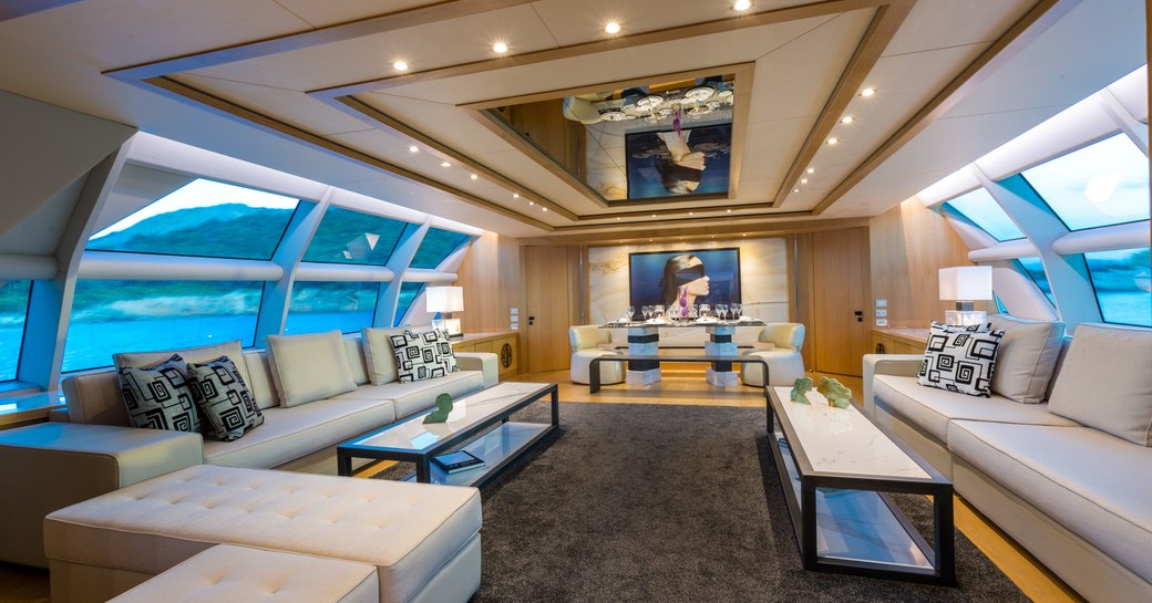 Main salon on board superyacht AQUARELLA