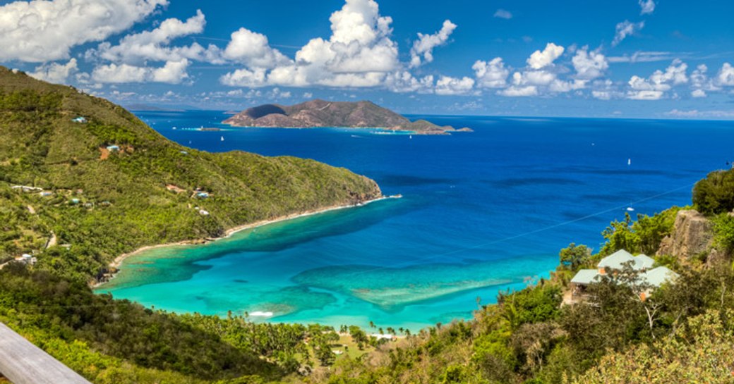 A daytime photograph of the cobalt blue waters lining the British Virgin Islands