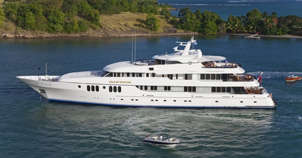 motor yacht Blue Moon underway on a private yacht charter