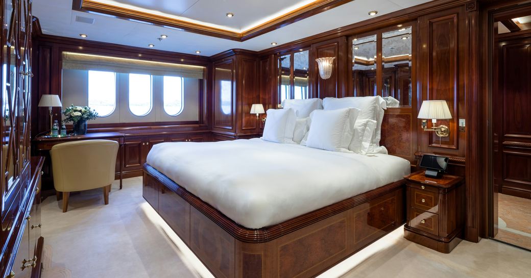 Charter yacht STARFIRE master cabin and central berth