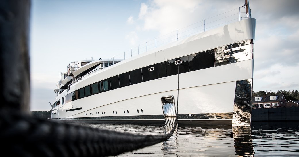 Superyacht Lady S profile shot on the water