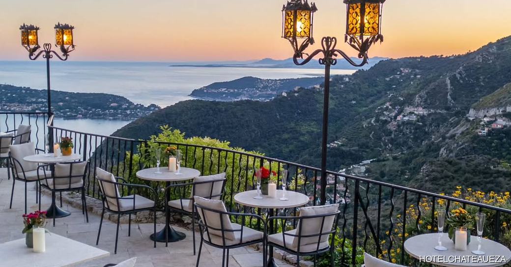 Chateau Eza outdoor dining area and view