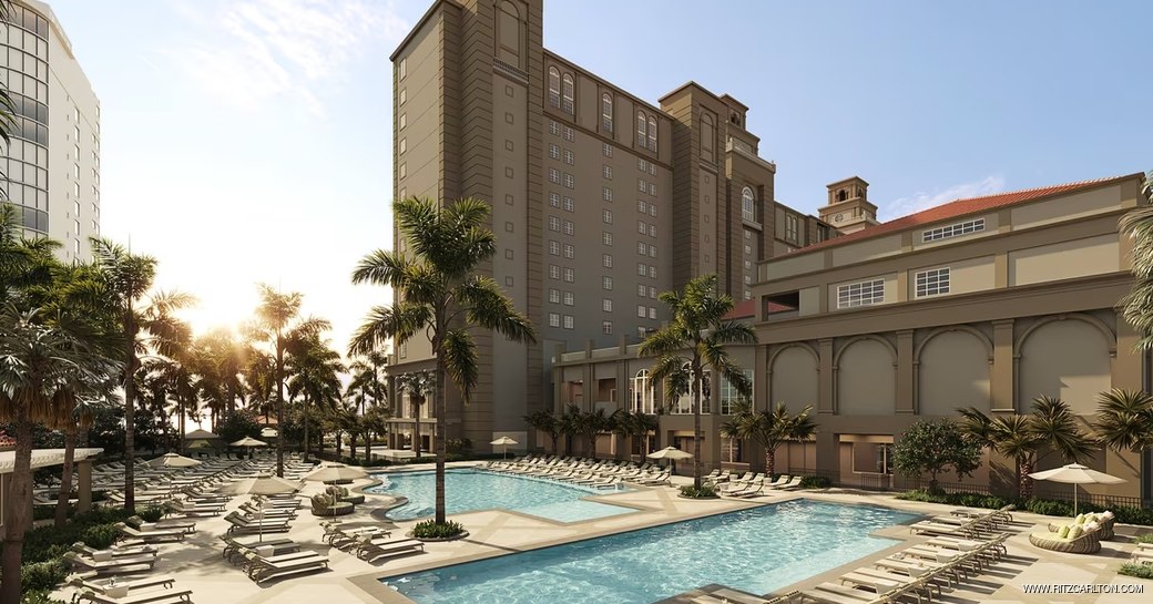 Overview of the outdoor pool at the Ritz Carlton Naples.