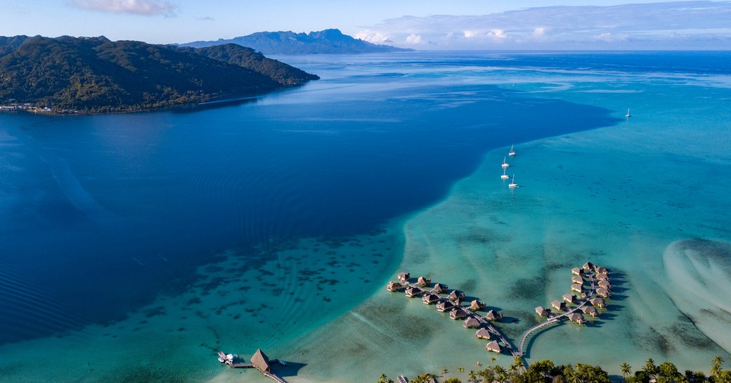 yachts in blue islands of French Polynesia