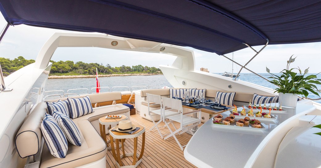 Sundeck of superyacht Winning Streak 2