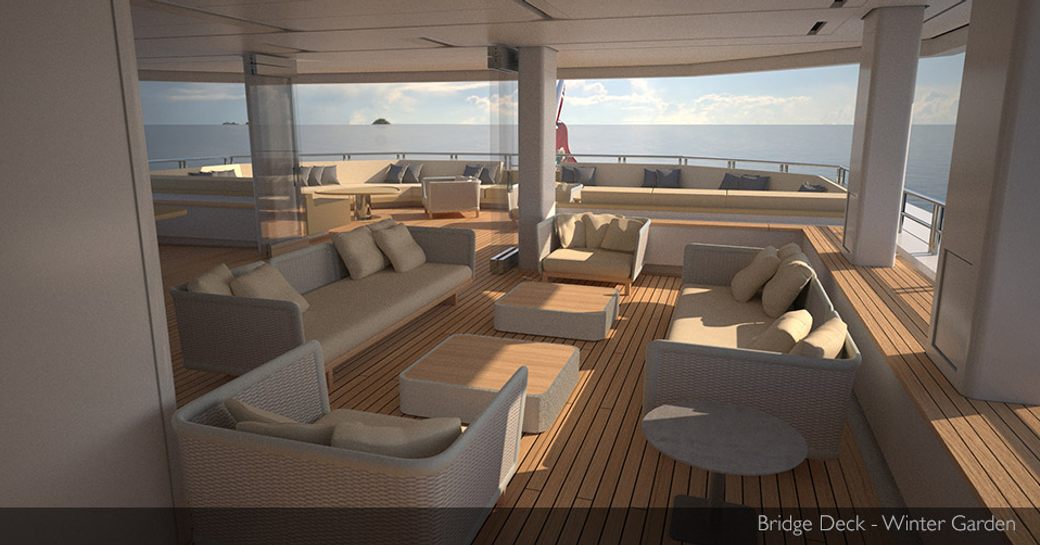 A rendering of the sundeck of explorer yacht CLOUDBREAK