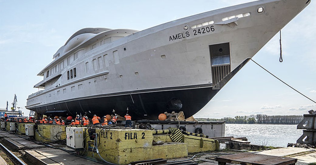 superyacht by amels preparing for launch