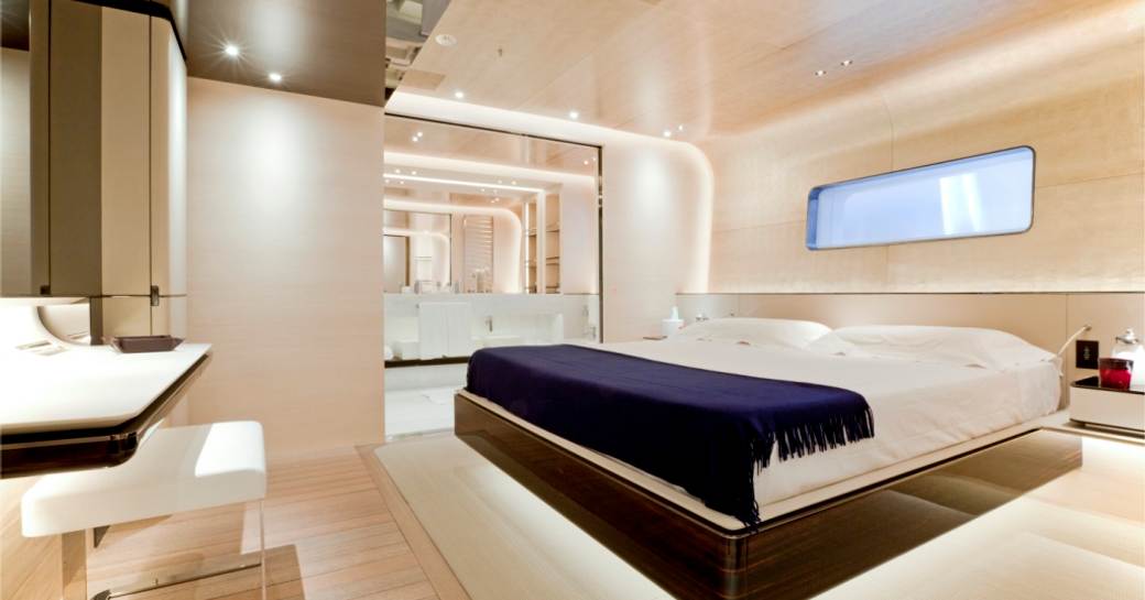 Guest cabin with central double berth onboard charter yacht ASLEC 4