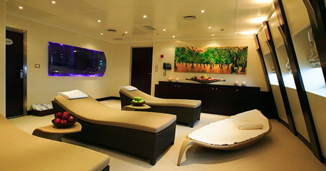 Spa and massage tables on board superyacht Lauren L