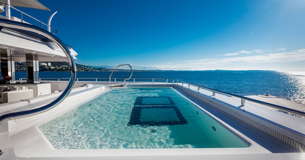 Swimming pool onboard charter yacht Lady Jorgia