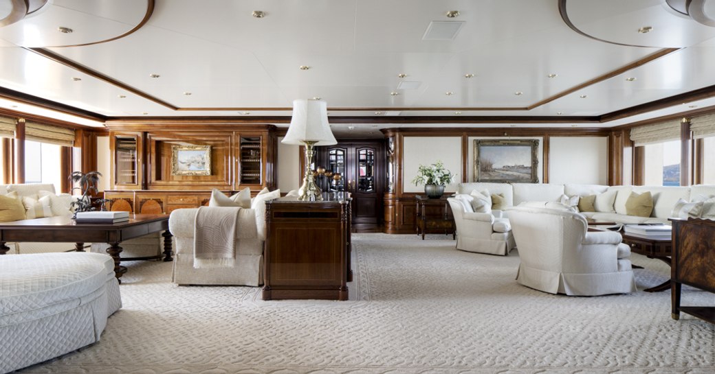 grand and classical main salon on board luxury yacht TITANIA 