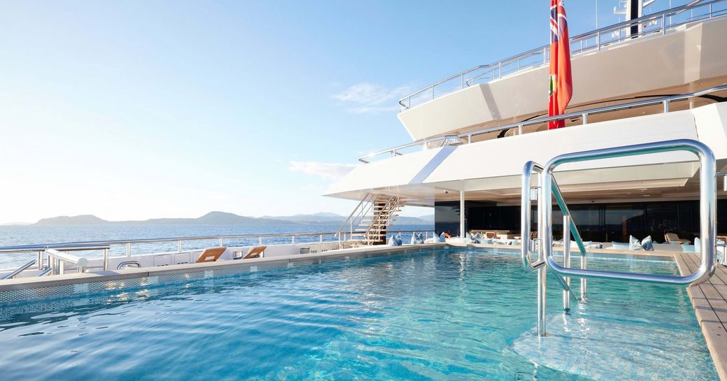 Swimming pool onboard charter yacht RENAISSANCE