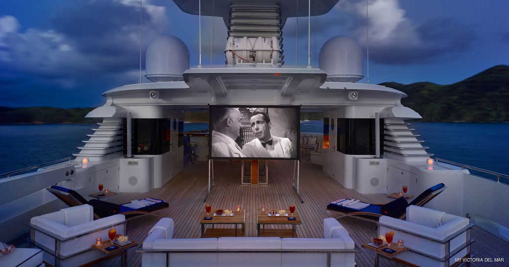 Alfresco cinema onboard MY Victoria del Mar