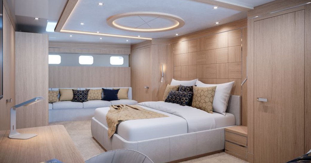 Master suite on sailing yacht Love Story with double bed and sofa