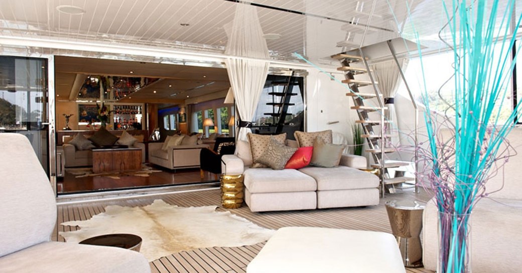 luxury charter yacht tango seating area aft deck