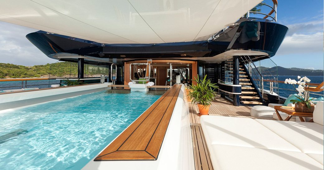 Pool area on luxury yacht SOLANDGE