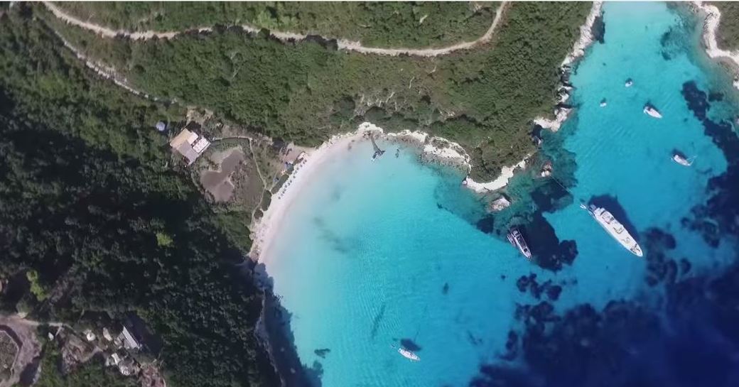 Ariel view of a beach in Greece