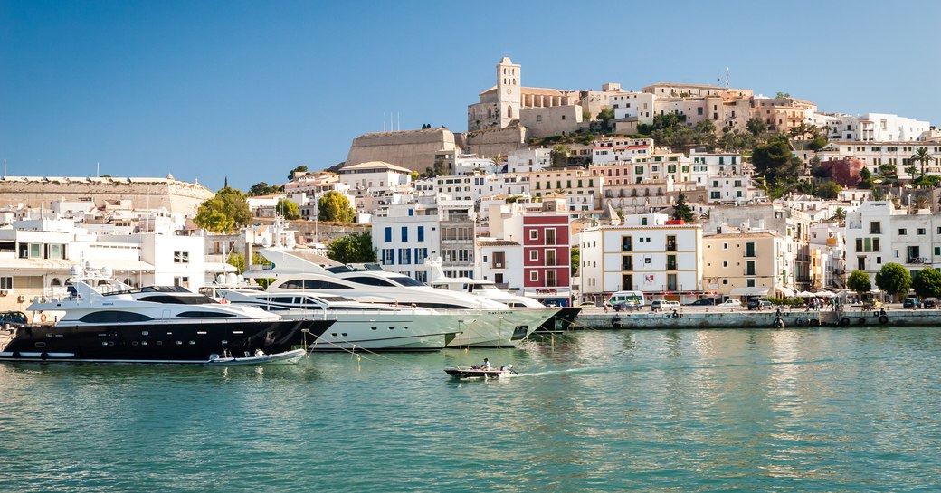 Superyachts docked in Ibiza