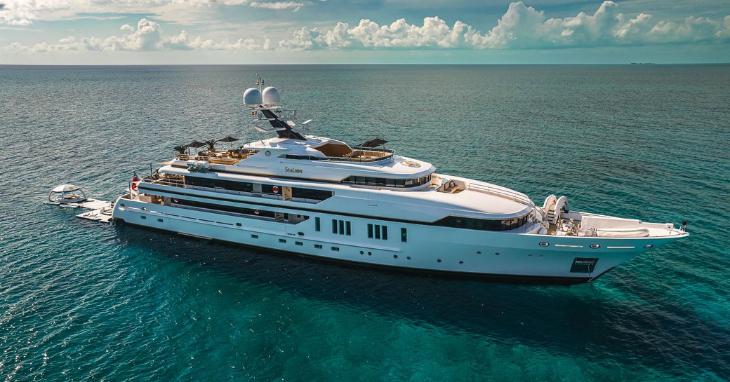 Charter yacht SEALION underway, surrounded by sea