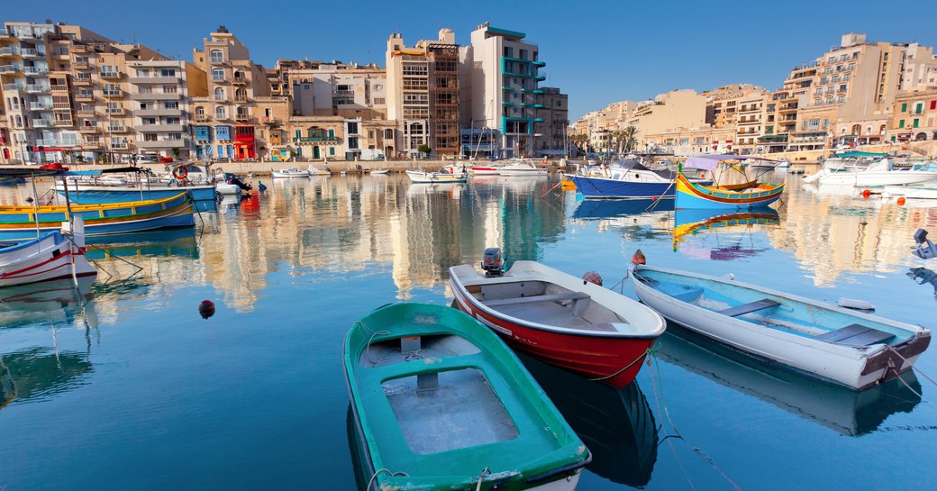 Colourful fishing boats in the port of Malta