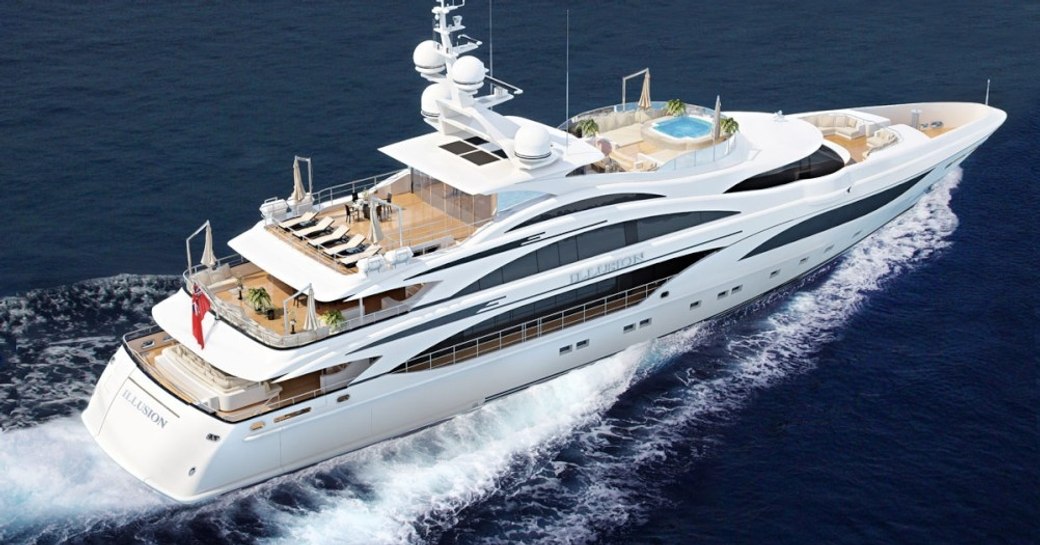 Superyacht Illusion I's sundeck Jacuzzi 