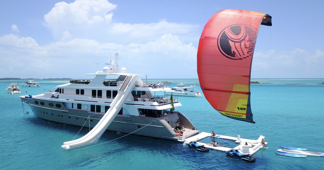 superyacht loon chilling out in the bahamas