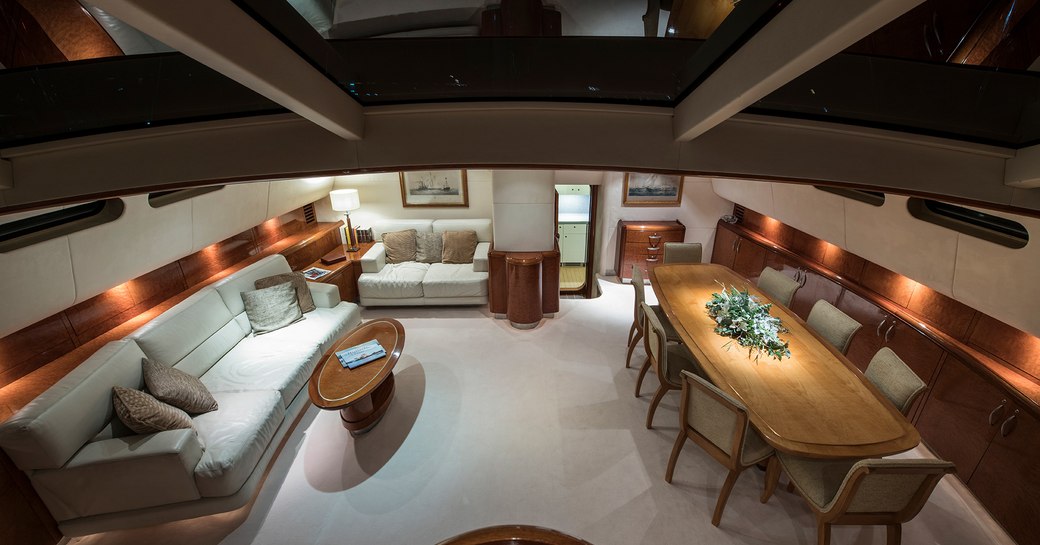 main salon aerial view on board sailing luxury yacht thandeka