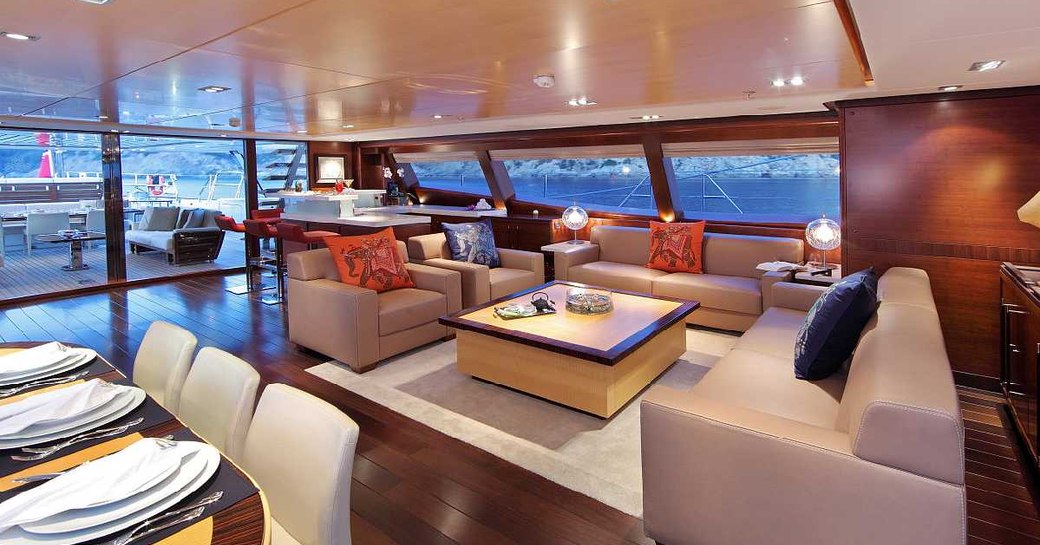 main salon on luxury yacht prana