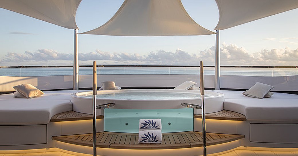 beautiful jacuzzi and panoramic views on private charter yacht DAR