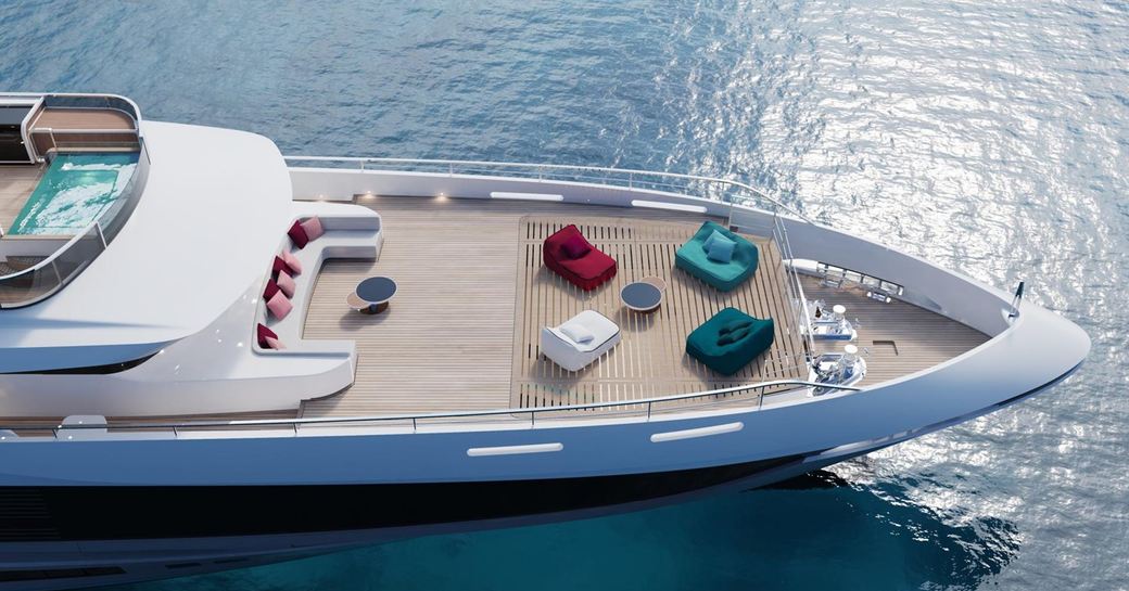 Overhead view of the bow onboard charter yacht FELICITA