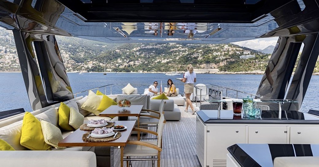 Sundeck living onboard MY Alegria II