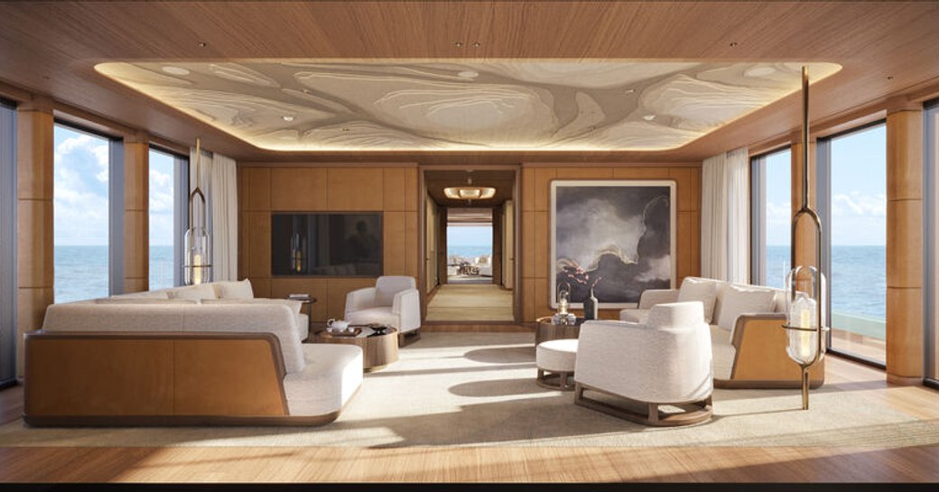 Main salon on board charter yacht KENSHO