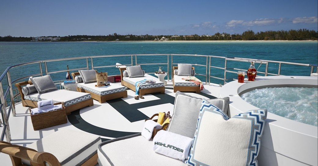 luxury yacht HIGHLANDER's deck Jacuzzi