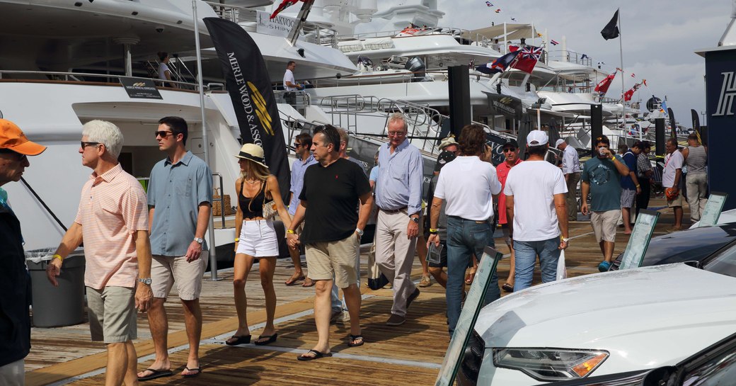 busy boardwalks at the Fort Lauderdale International Boat Show