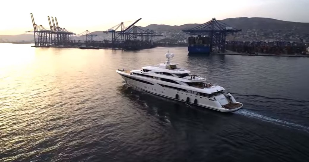 charter yacht O’PTASIA cruising on sea trials near Athens in Greece